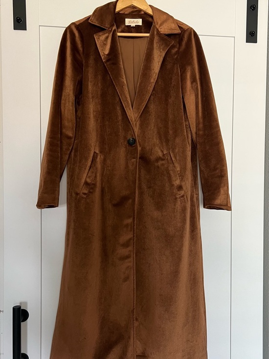 Listicle Jackets & Blazers - Listicle Brown Velvet Trench Coat